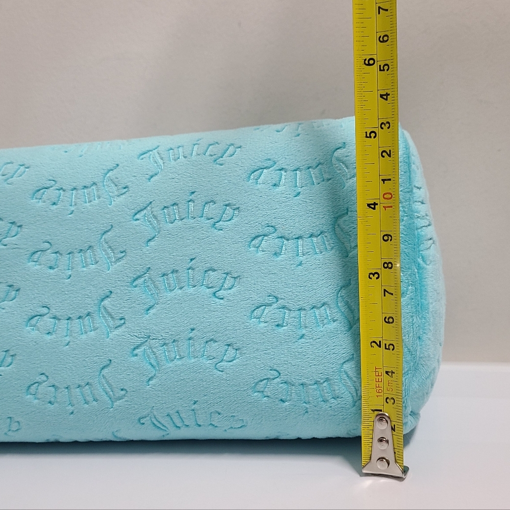 JUICY COUTURE Turquoise Velour Logo Print Wedge Accessory Make-up Case NWOT - Picture 14 of 15